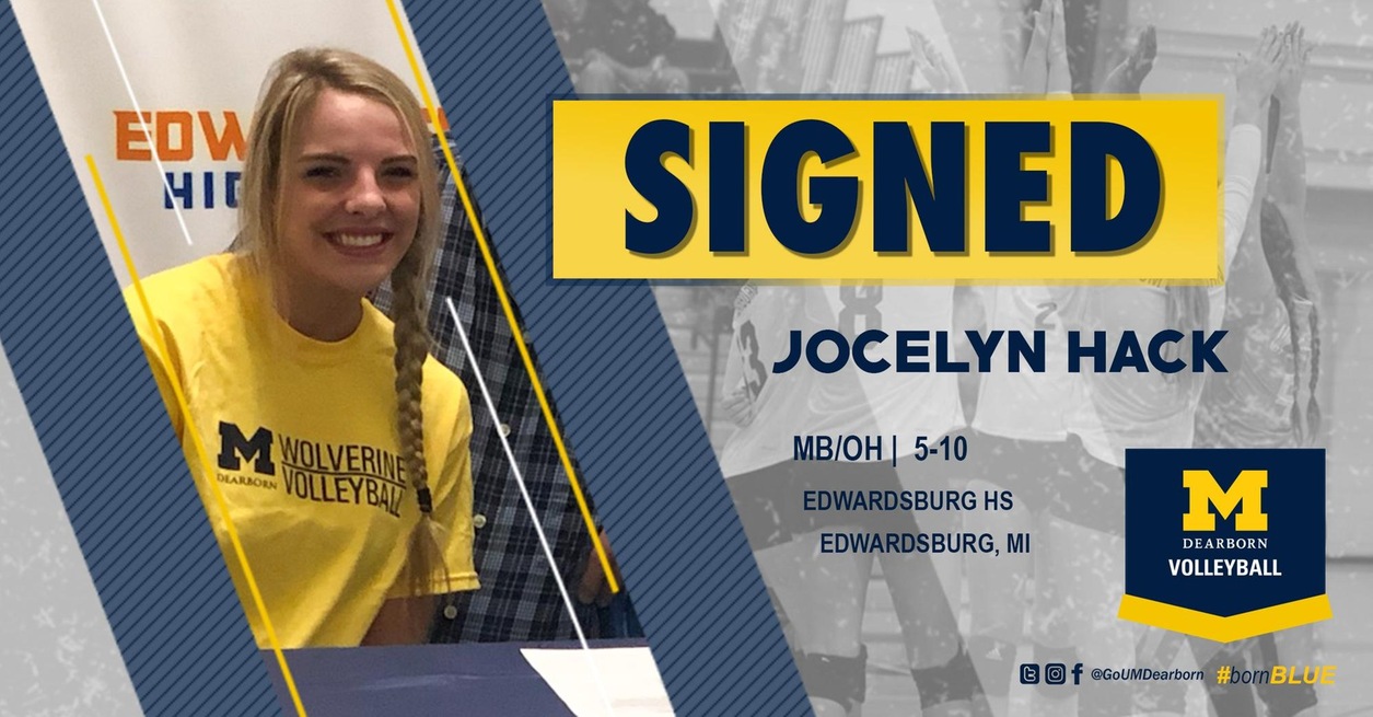 Hack signs with UM-Dearborn volleyball