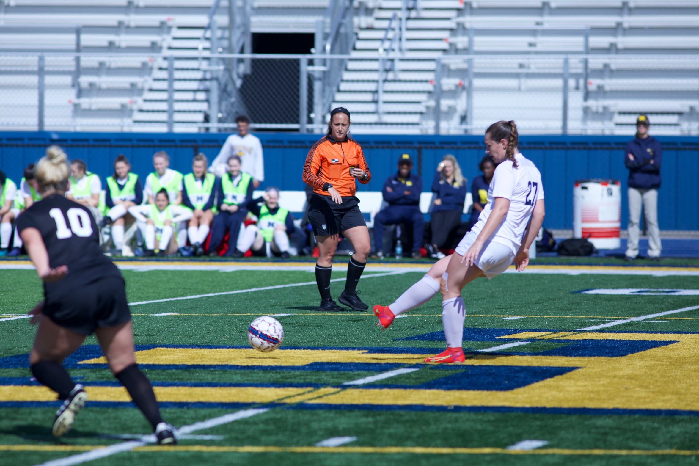 Melania Skamiera, seen here in other action, scored for the Wolverines.