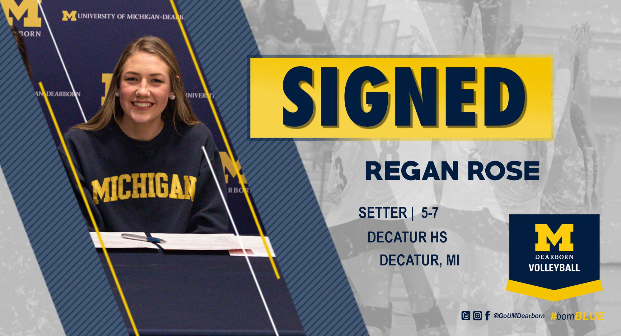 UM-Dearborn Volleyball inks Regan Rose to Class of 2020